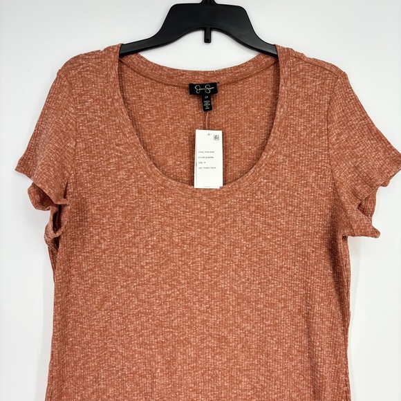 Jessica Simpson Womens Size 1X Jax Front Slit Rib Knit Dress Burnt Orange Auburn - Picture 3 of 12